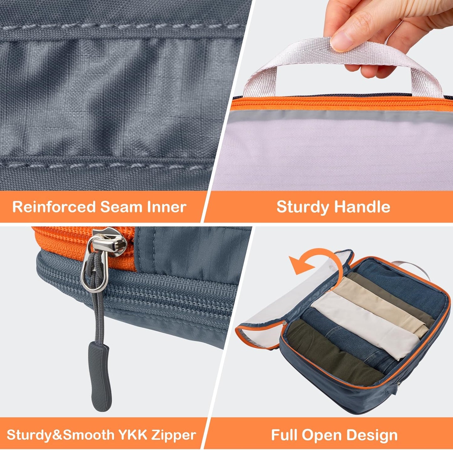 Cipway Compression Packing Cubes Mesh, Lightweight Luggage Organizer Bags with Laundry Bag, Toiletries Bag and Shoe Bag, Travel Essentials for Carry on Suitcase(8 Pcs,Grey)