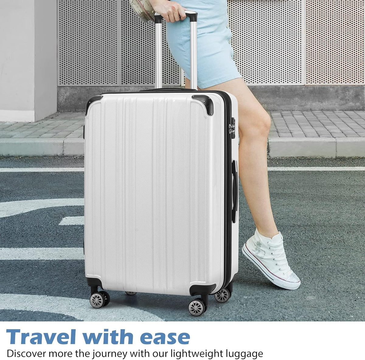 Coolife Luggage Expandable 5 Piece Sets PC+ABS Spinner Suitcase 20 inch 24 inch 28 inch (wine wind new)