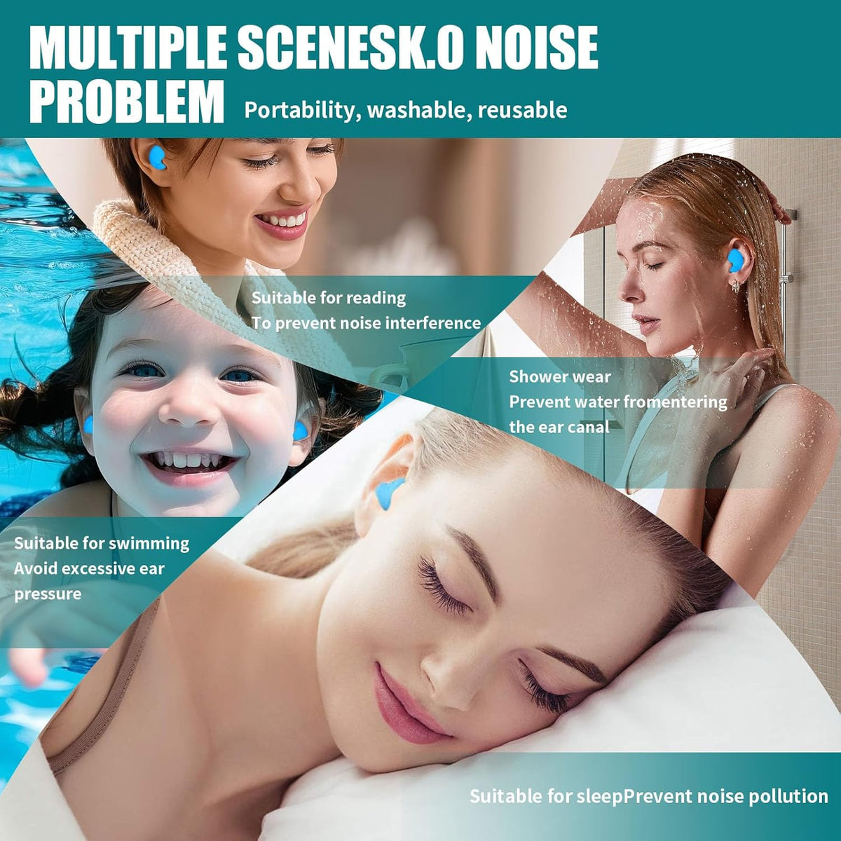 Ultra-Soft Noise Cancelling Sleeping Ear Plugs - Moldable Silicone,Wear Comfortable Noise Repairing Ear Plugs,Reusable,for Adults, Kids and Swimming (Color 1, Round)