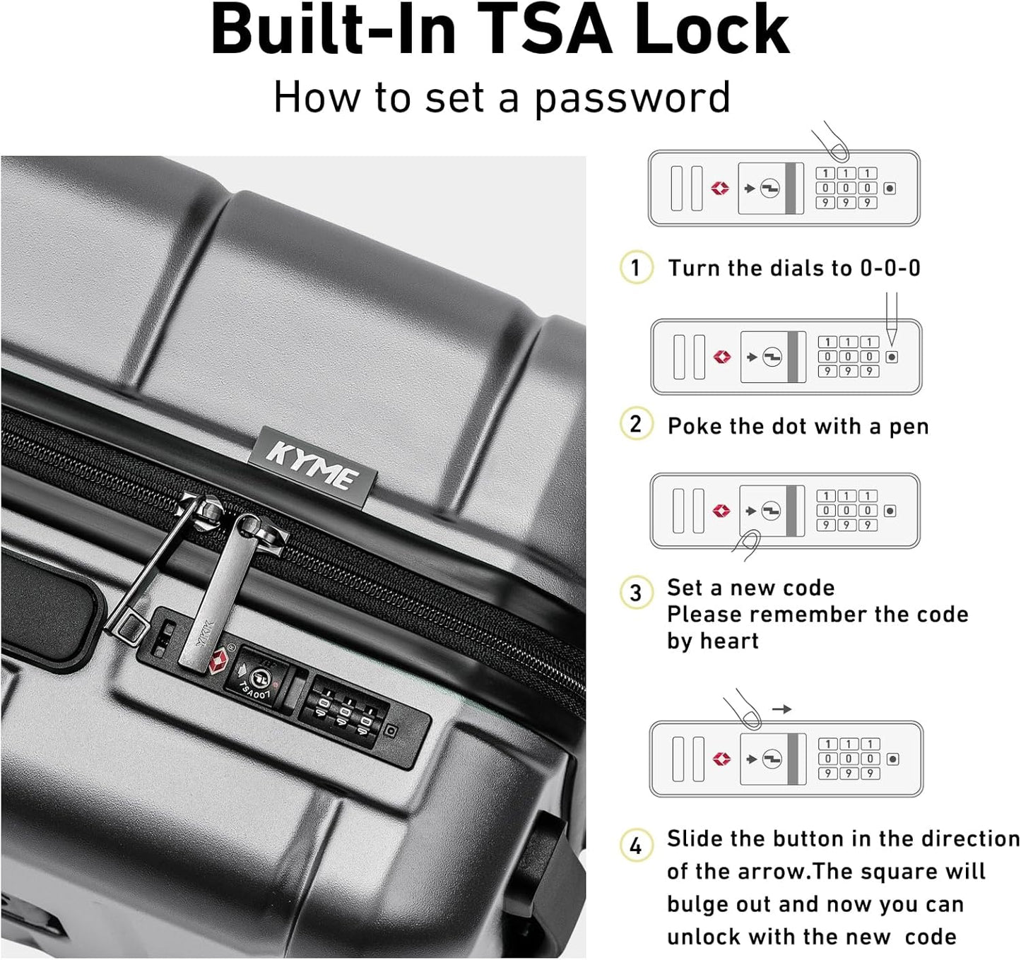KYME Suitcases with Wheels Hardshell 30 Inch Luggage TSA Approved Large Checked Luggage Durable Travel Rolling Suitcase with Cup Holder for Women Men Silver Grey