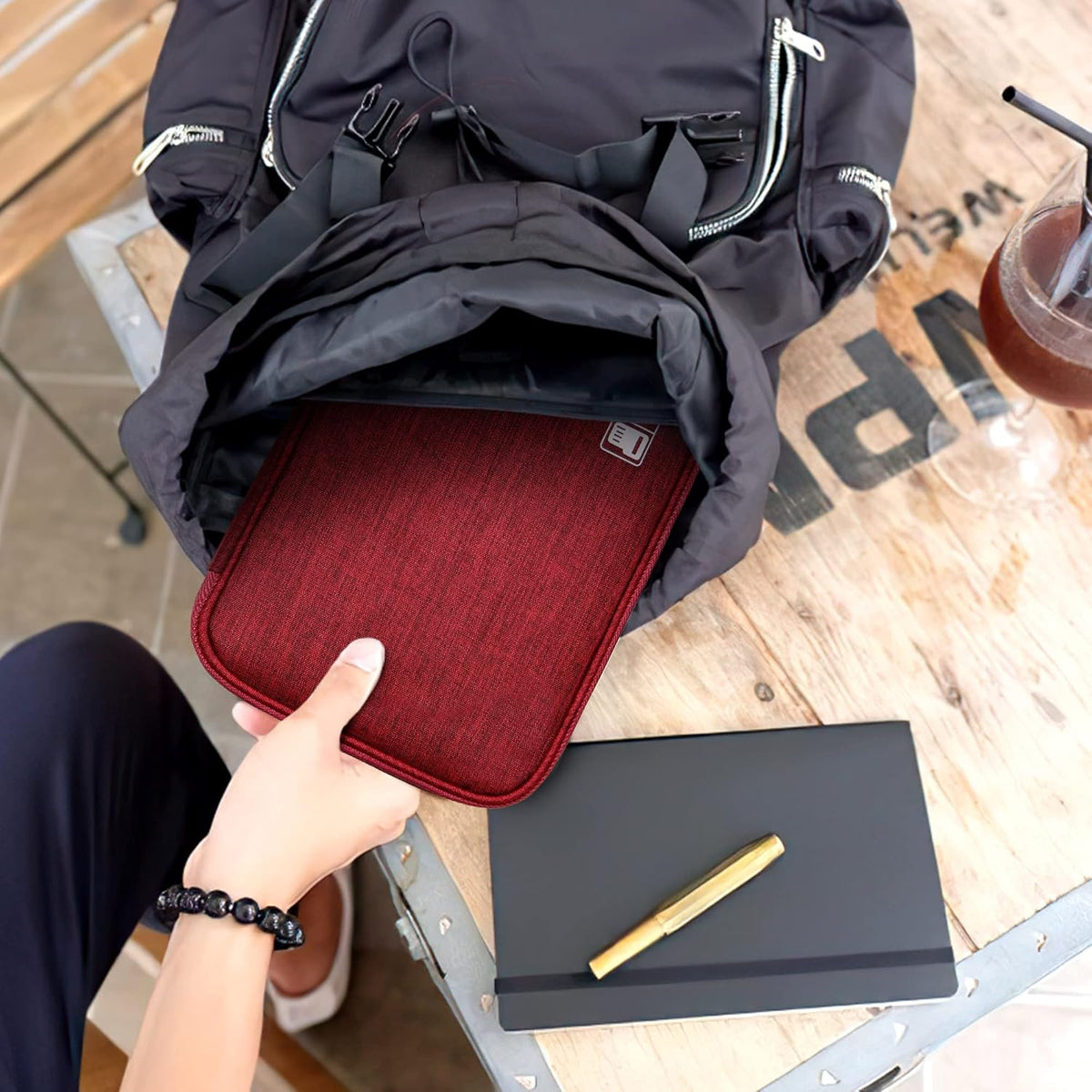 SELLYFELLY Travel Electronics Organizer Portable Cable Organizer Bag for Storage Electronic Accessories Case for Cord,Phone,Charger,Flash Drive (Wine Red)