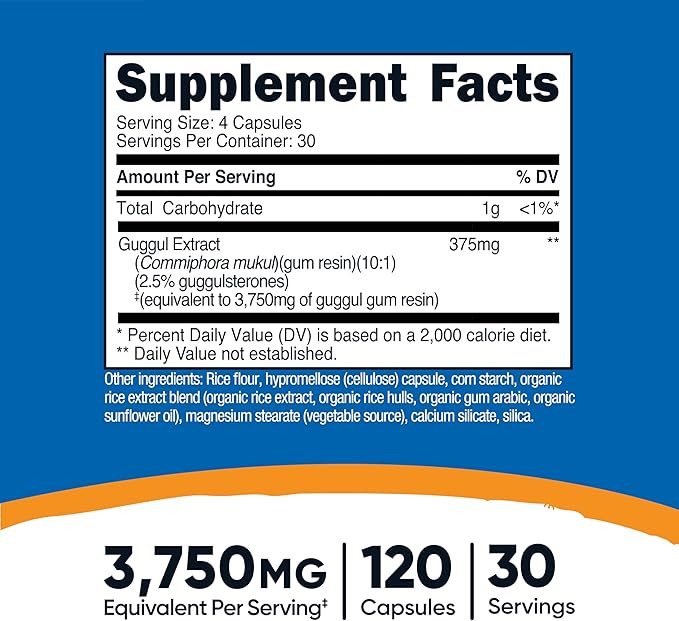 Nutricost Guggul Extract Supplement (3750 mg Equivalent) 120 Capsules - 30 Servings