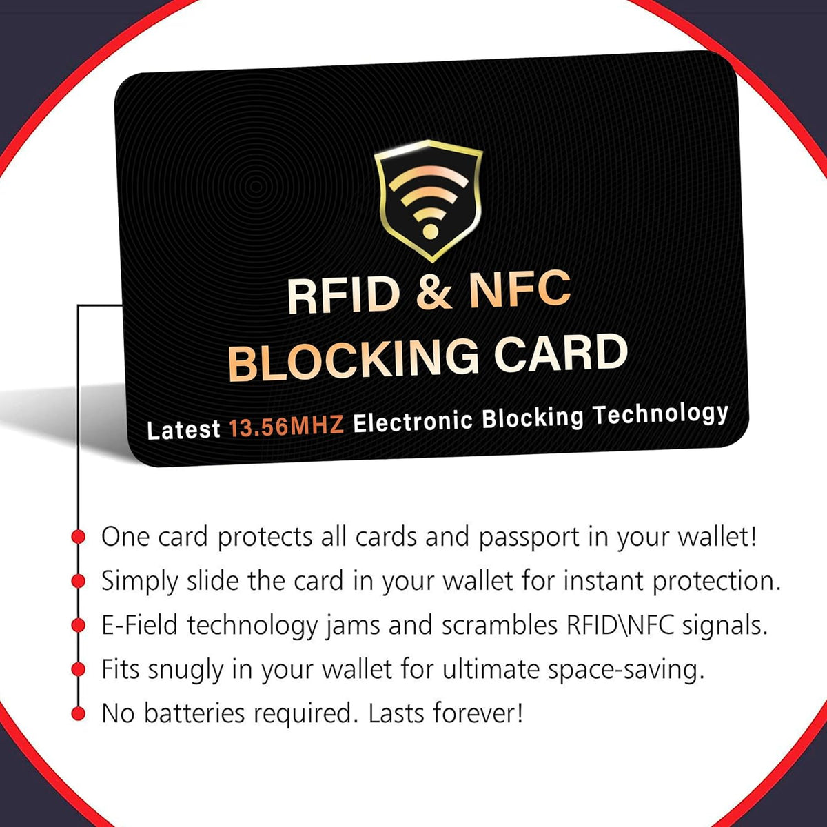 SaiTech IT 5 Pack RFID Blocking Card, One Card Protects Entire Wallet Purse, NFC Contactless Bank Debit Credit Card Protector ID ATM Guard Card Blocker–(Black)