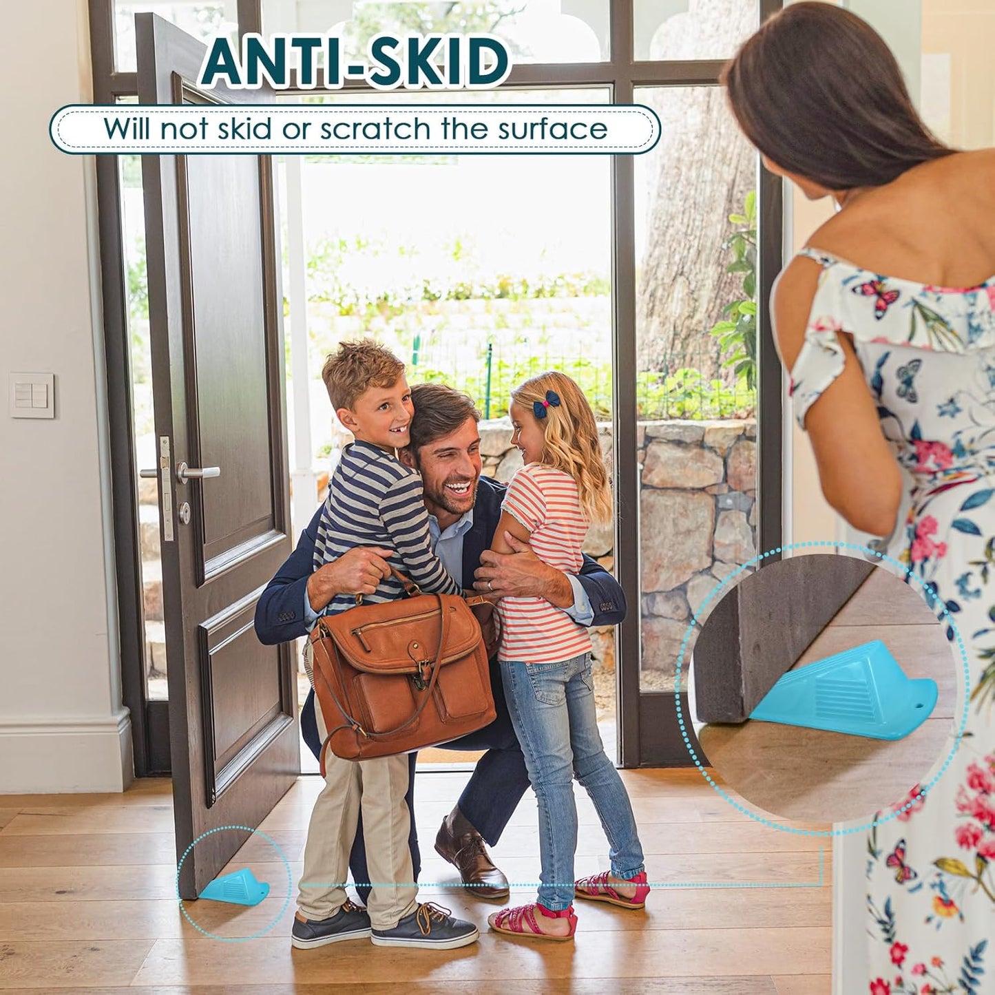 Frienda 6 Pcs Jumbo Door Stoppers Heavy Duty Door Stopper Tall up to 2inch Tall Wedge TPR Large Wedge Stackable Big Rubber Doorstop for Hotel Carpet Hardwood Concrete and Tile (Blue)