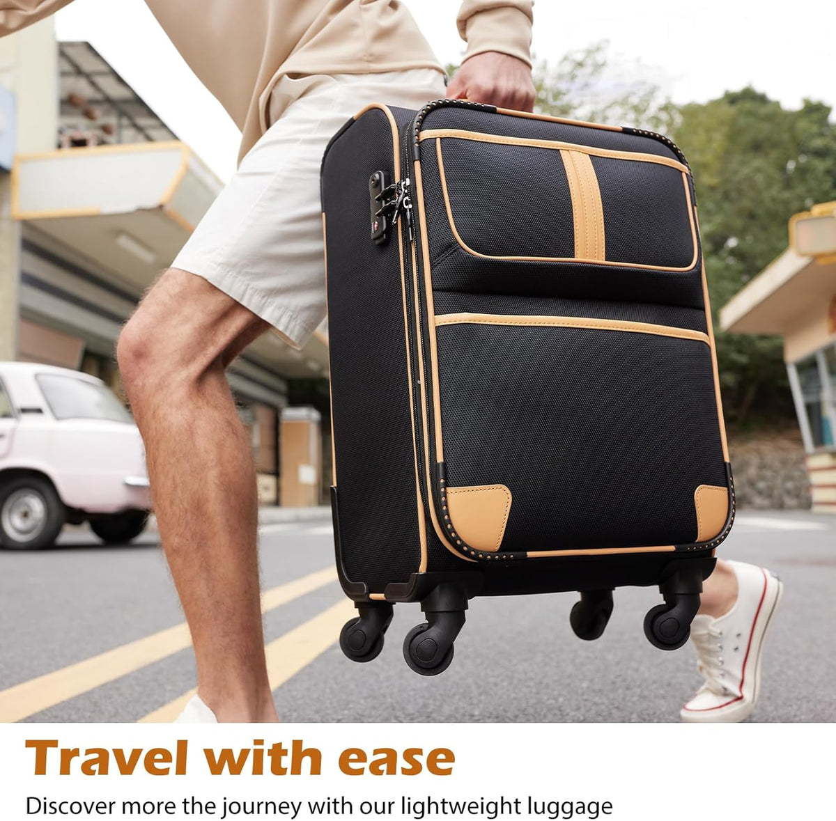 Coolife Luggage 5 Piece Set Suitcase Expandable TSA lock spinner softshell