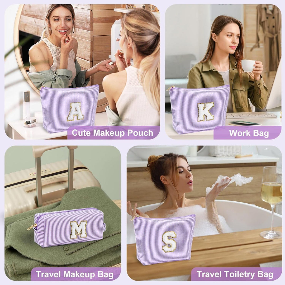 YOOLIFE Makeup Bag - Cute Cosmetics Organizer for Women, Personalized Gifts for Best Friend, Daughter, Valentine's Day, Wedding
