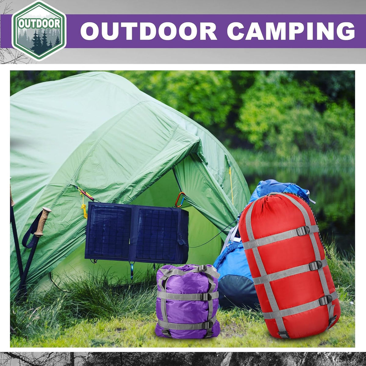 5 Pack Compression Stuff Sack 5 Assorted Size Sleeping Bag Stuff Sack Ultralight Sleeping Bag Cover Space Saving Gear for Travel Outdoor Camping Hiking Backpacking