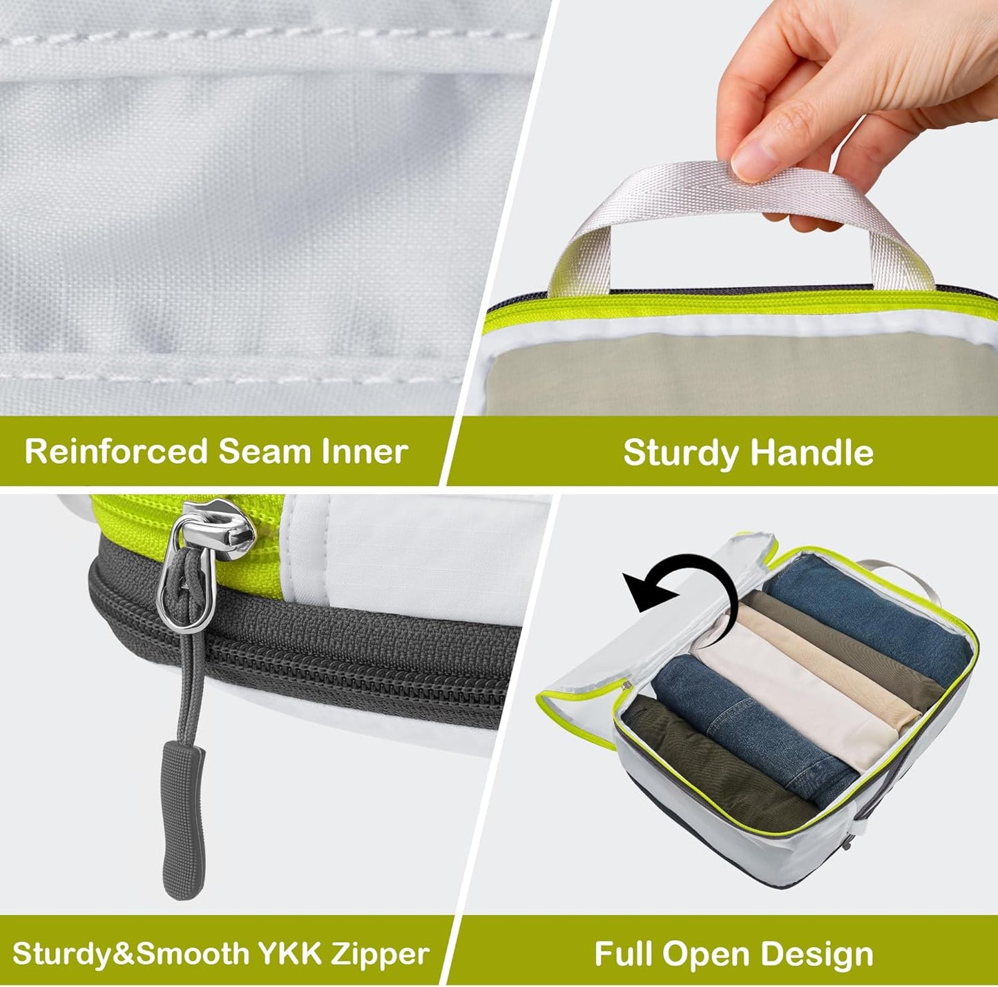 Cipway Compression Packing Cubes, See Through Mesh Luggage Organizer Bags, Travel Essentials for Carry on Suitcase with Laundry Bag and Clear Toiletries Bag(6 Pcs,White)