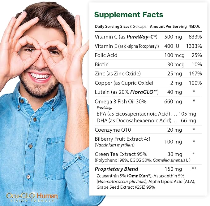 Ocu-GLO Human Vision Formula Eye Health Support Capsules, 90ct