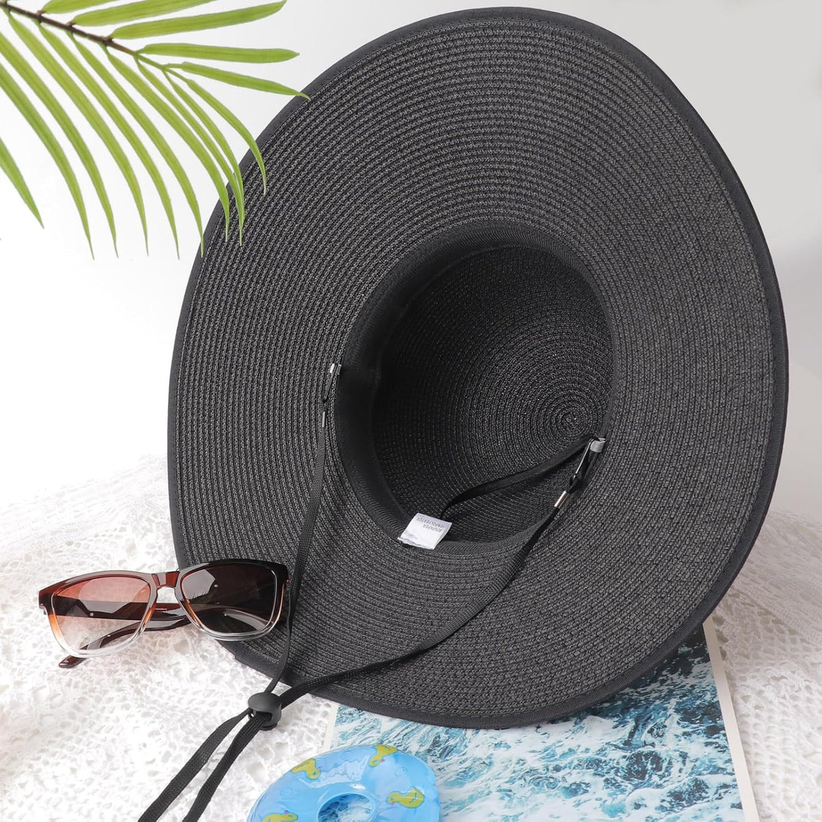 DRESHOW Beach Hats for Women Big Straw Wide Brim Summer Hat Floppy Foldable Roll up Cap Sun Hat UPF 50+