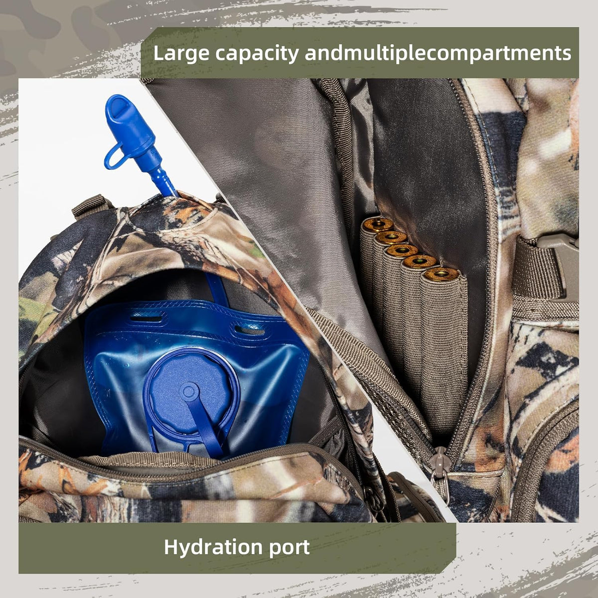 hunting backpack for men Waterproof Camo Pack Hunting gifts for men gear Hunting Day Pack-BlessedBark-35L