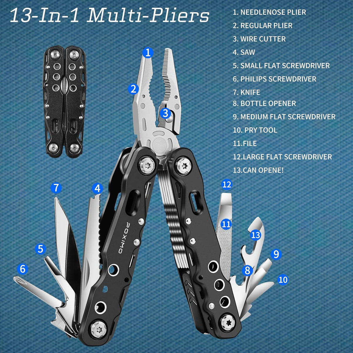 Multitools Gifts Set for Papa with 14-In-1 Multi-Pliers, Pocket Knife, Tactical Pen, Gifts for Grandfather Stocking Stuffers Multi-tools Kit(BEST GRANDPA EVER)