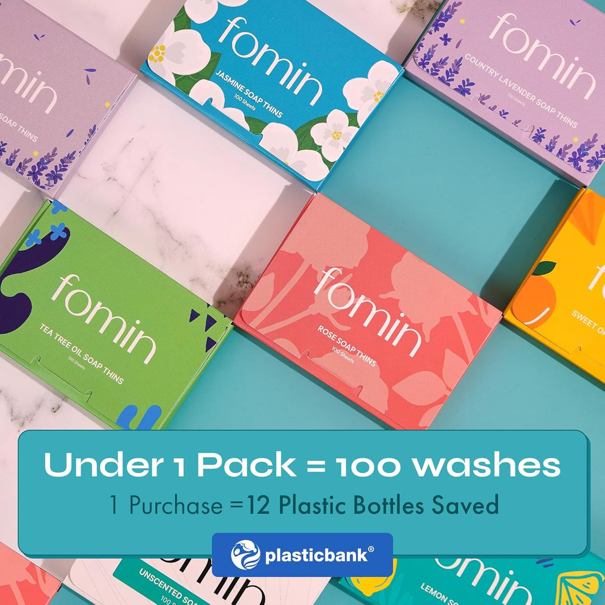 FOMIN - Antibacterial Paper Soap Sheets for Hand Washing - (100 Sheets) Rose Portable Travel Soap Sheets, Dissolvable Camping Mini Soap, Portable Hand Soap sheet