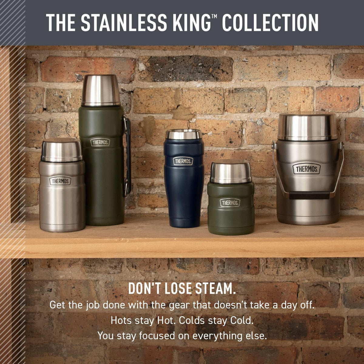 THERMOS Stainless King Vacuum-Insulated Travel Tumbler, 16 Ounce, Army Green