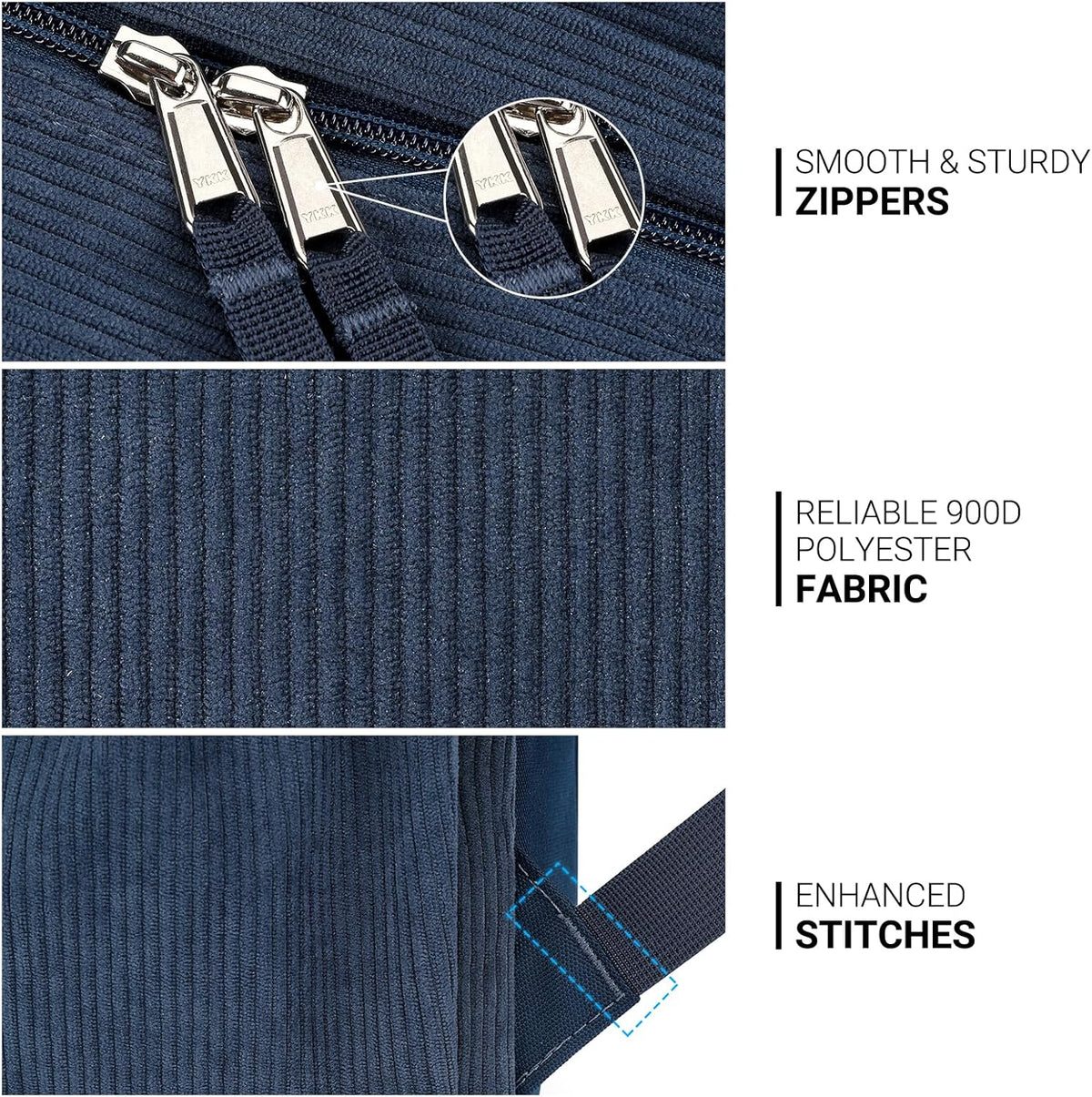 ZORFIN 26L Backpack for College, and Travel: Corduroy Bookbag - Midnight Blue