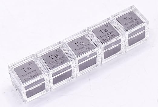 0.39" 10mm Tantalum Metal Cube Ta up to 99.9% Pure Periodic Table Element Engraved Density Collection Science Education Display Block Cube + Acrylic Case Box - 1PC