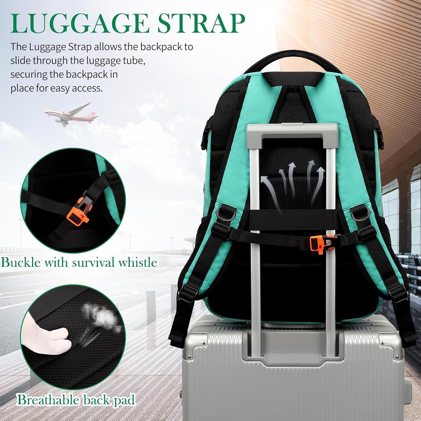 FENGDONG 17.3 inch Large Laptop Backpack Durable Waterproof Travel College Backpack Bookbag for Men & Women Business Backpack with USB Charging Port,Headset Port Light Green