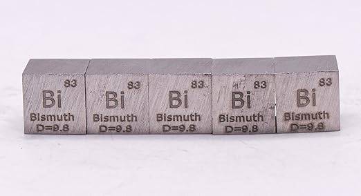 0.39" 10mm Bismuth Metal Cube Bi up to 99.9% Pure Periodic Table Element Engraved Density Collection Science Education Display Block Cube + Acrylic Case Box - 1PC