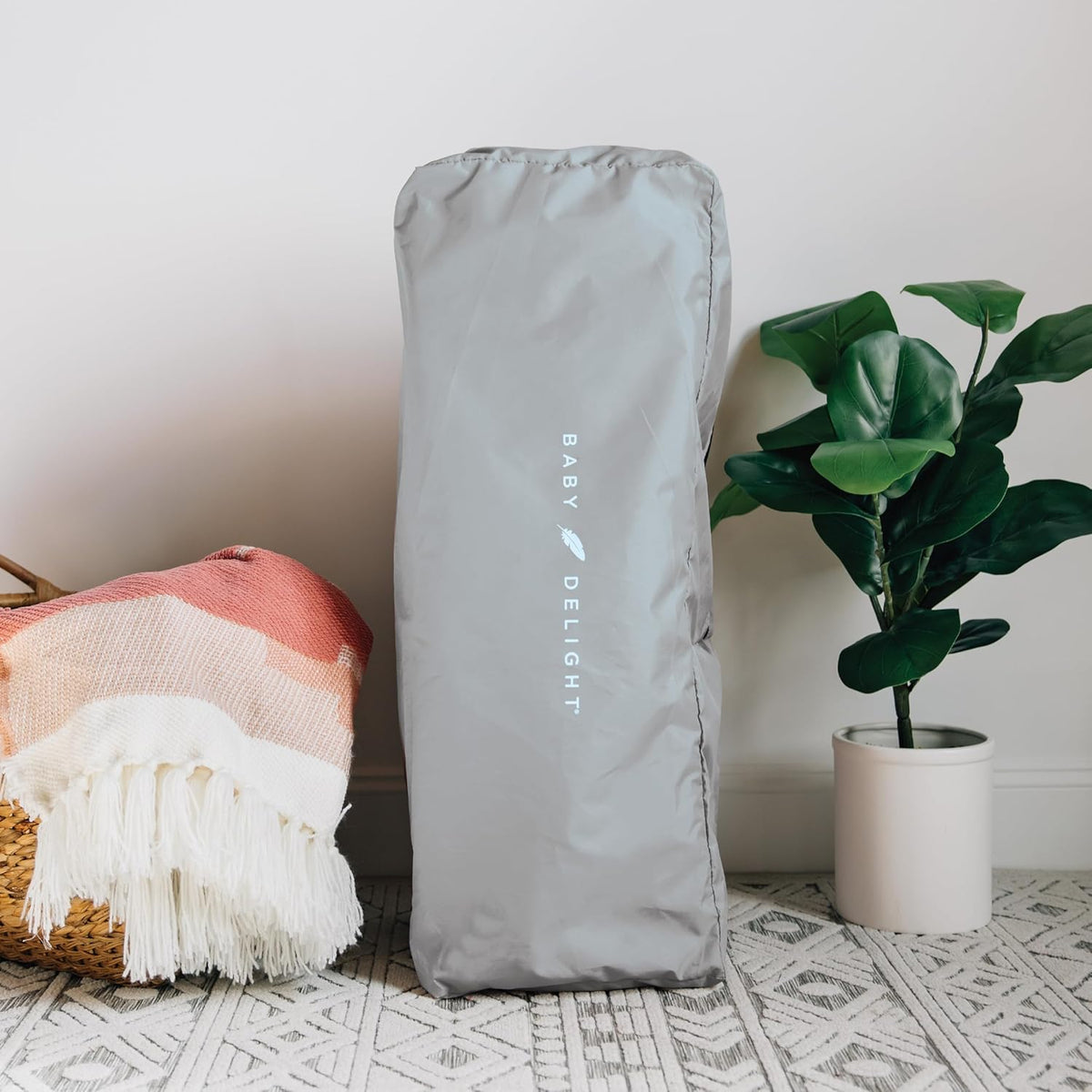 Baby Delight Lunaire Full Size Crib | Breathable Mesh Baby Crib | Tool-Free Assembly Baby Bed | Pebble Grey