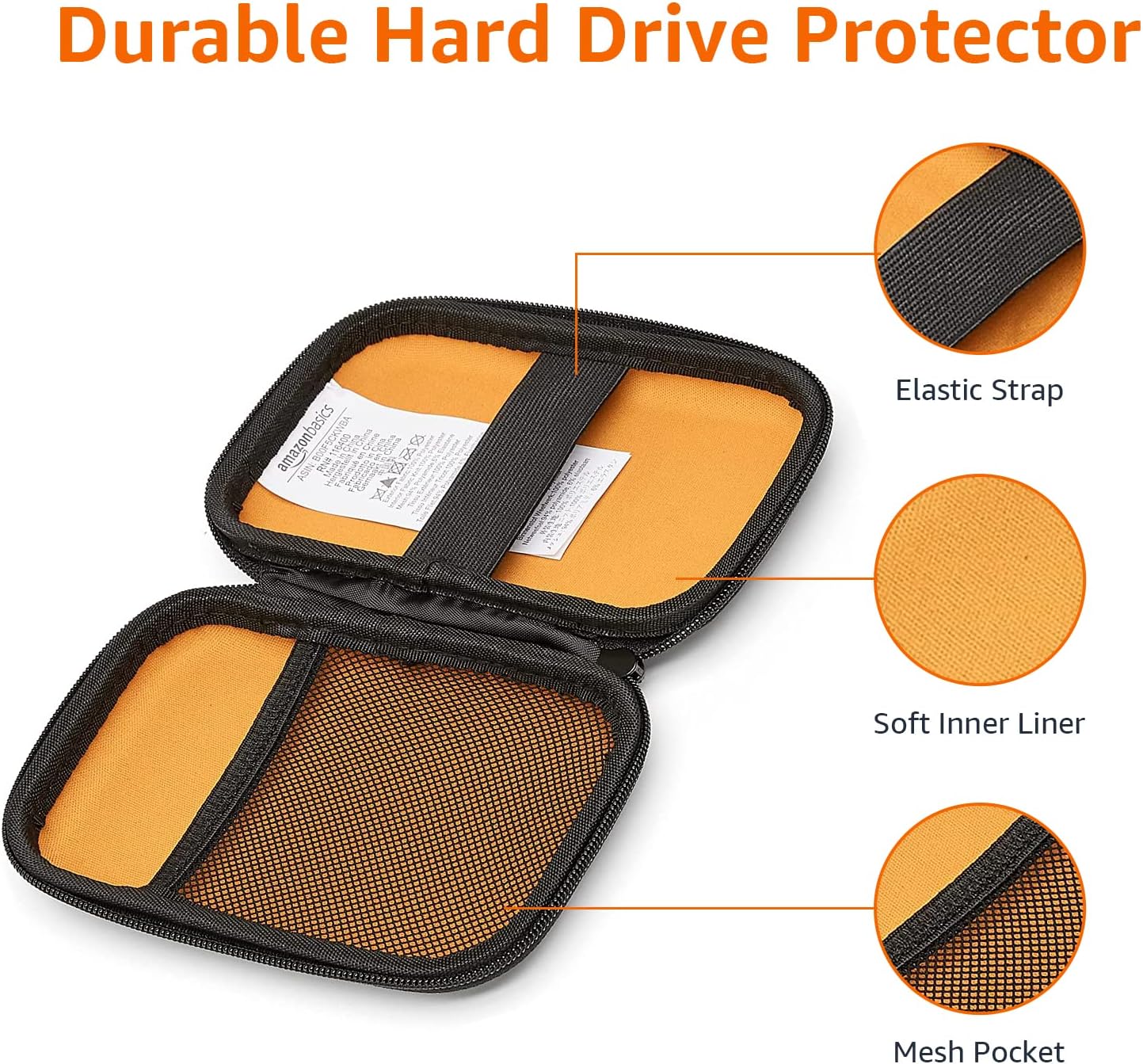 Amazon Basics Small Hard Shell Carrying Case For My Passport Essential External Hard Drive 1 Pack, Black