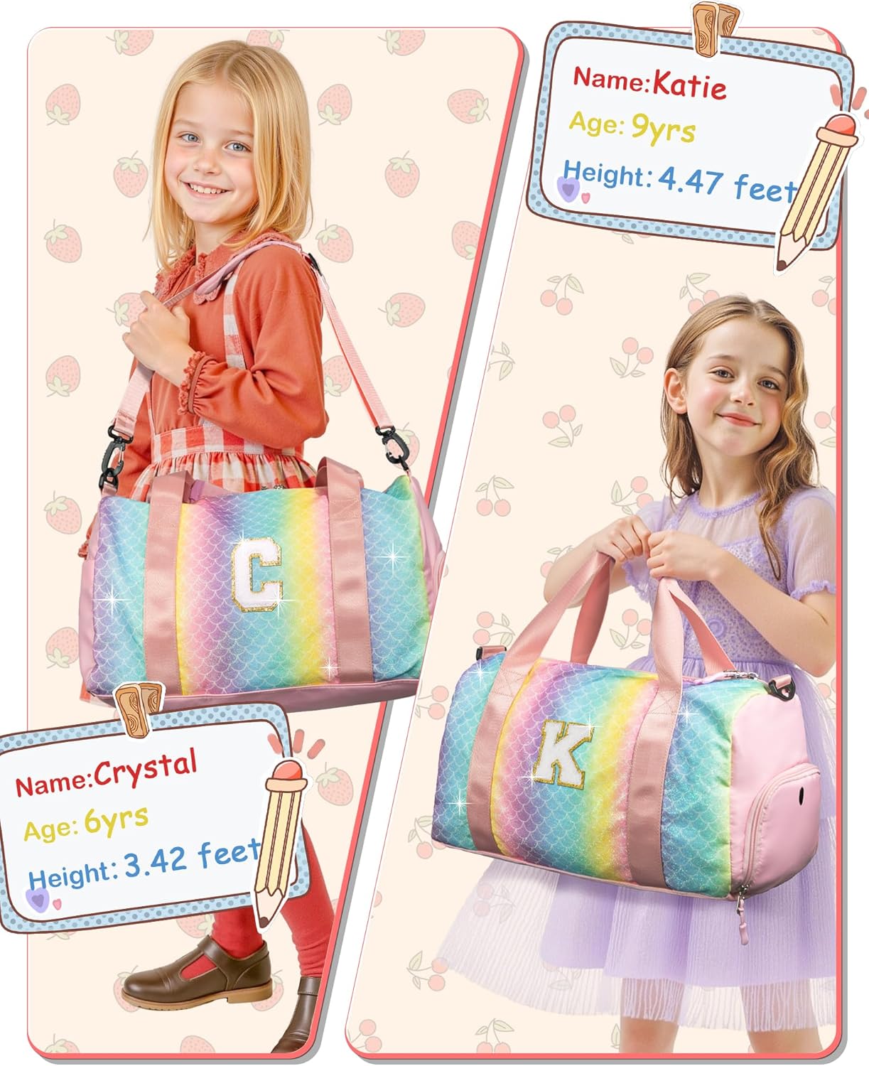 Birthday Gift for Granddaughter-Girl Gym Bag with Shoe Compartment, Kid Personalized Weekender Overnight Bags, Initial Travel Tote with Makeup Pouch, Christmas Gifts for Girls (Letter Z)