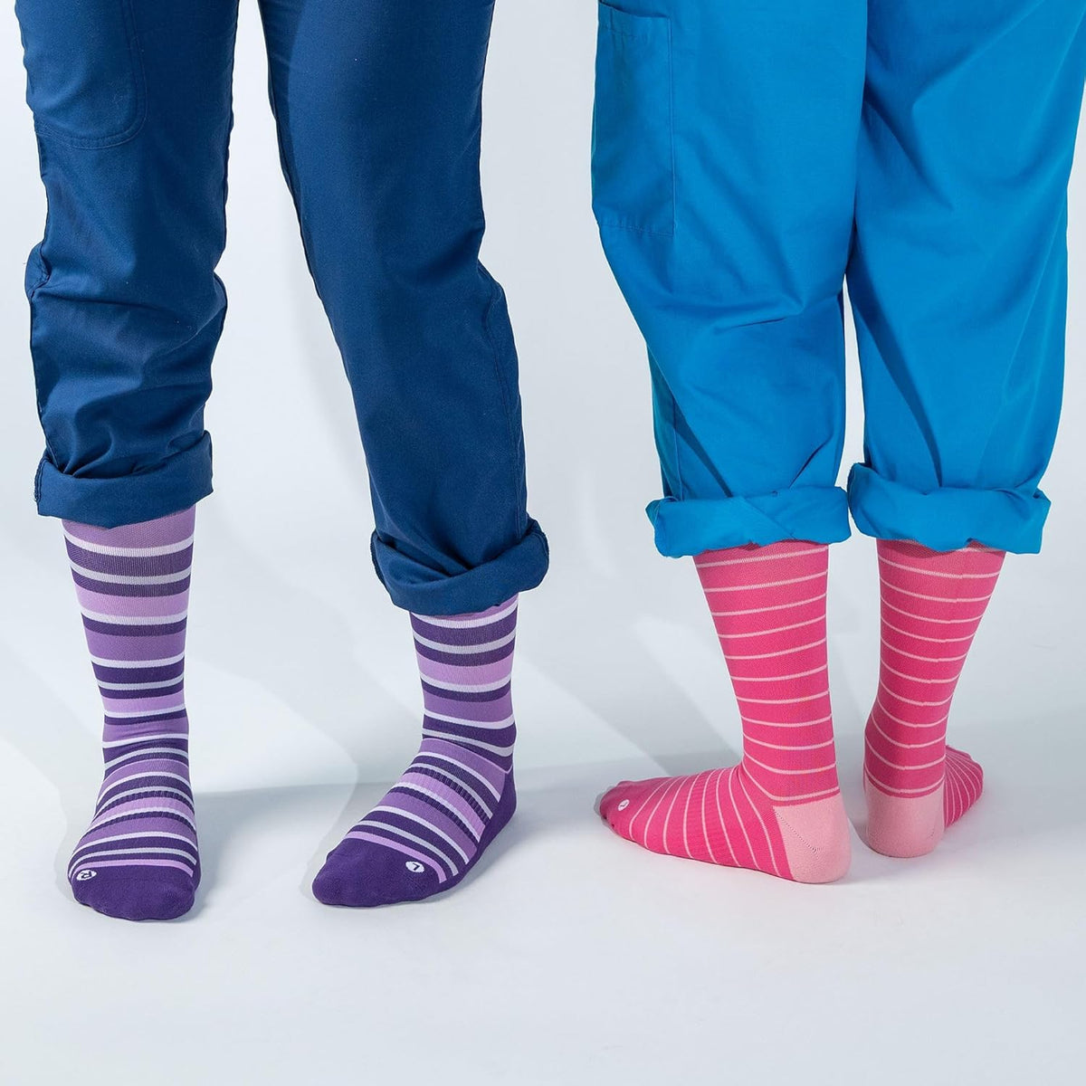 Medical Grade Compression Socks for Men & Women 15-20 mmHg by OrthoSleeve (Purple w/Stripes, Medium)