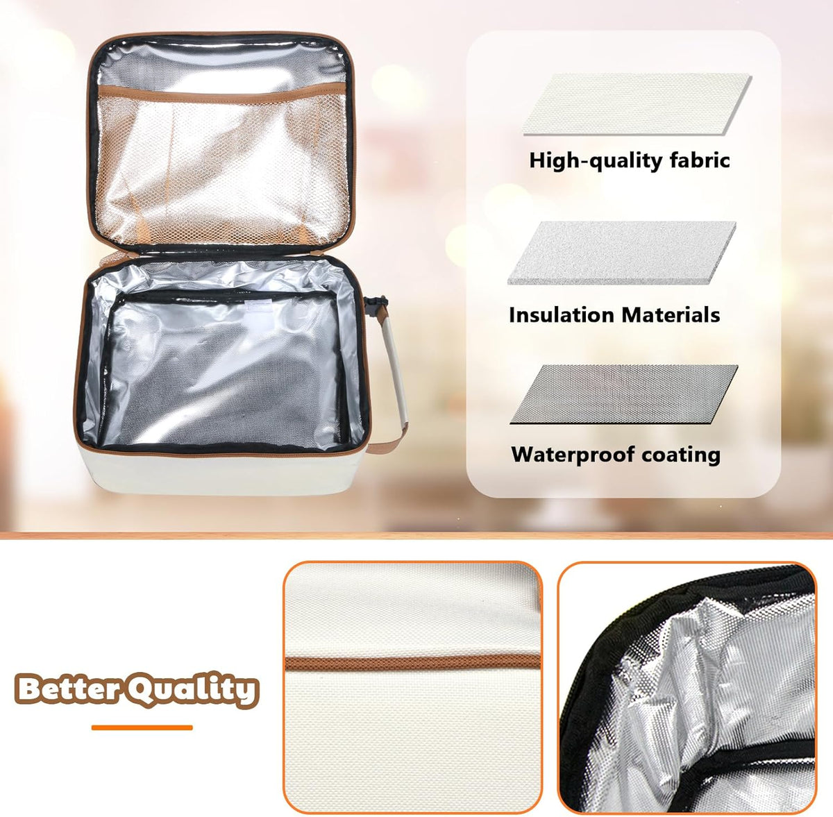 Hap Tim Insulated Lunch Bag Women, Reusable Lunch Box for Women & Men, Adluts Lunchbox for Work, Portable Lunchbag(18654-BE)