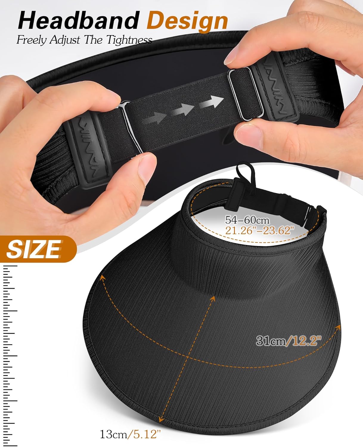 Sun Visor Hats for Women,UPF50+ Wide Brim Sun Hats Adjustable Foldable Beach Hats for Daily Travel