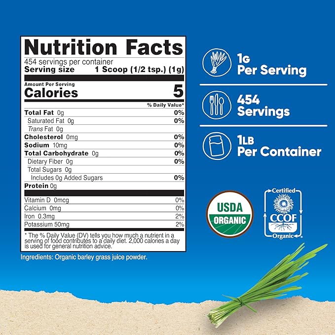 Nutricost Organic Barley Grass Juice Powder (1 LB) (Unflavored)