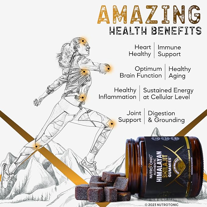 NutroTonic® Organic Himalayan Shilajit Gummies – Pomegranate & Vanilla Flavored – Wild Crafted Manuka Honey MGO +263 – Cellular Energy & Hormonal Balance – Made in USA – 30 Healthy Gummies