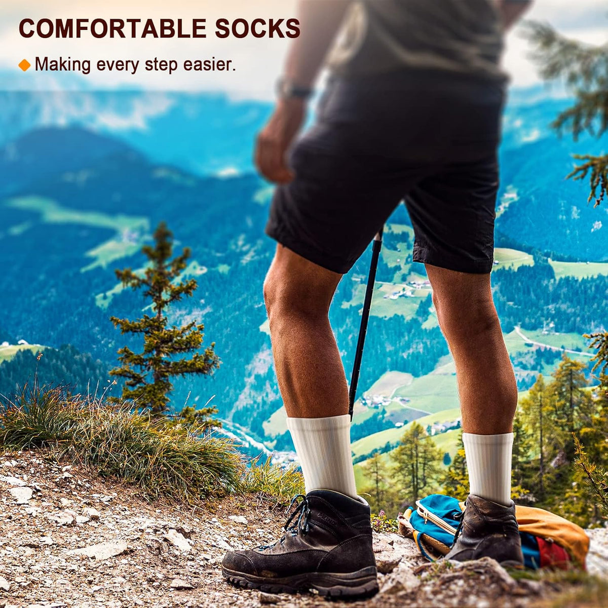 BULLIANT Compression Socks for Men 6Pairs, Athletic Crew Socks Cushioned For Men Sports Running-Arch Support