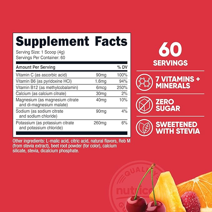 Nutricost Electrolyte Complex Powder (60 Servings, Fruit Punch) - Hydration Supplement Drink Mix with Vitamins and Minerals