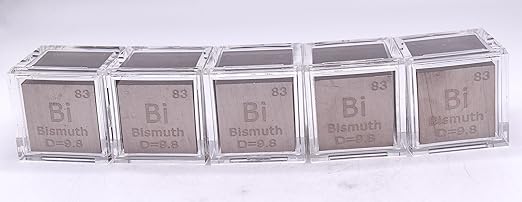 1" 25.4mm Bismuth Metal Cube Bi up to 99.9% Pure Periodic Table Element Engraved Density Collection Science Education Display Block Cube + Acrylic Case Box - 1PC