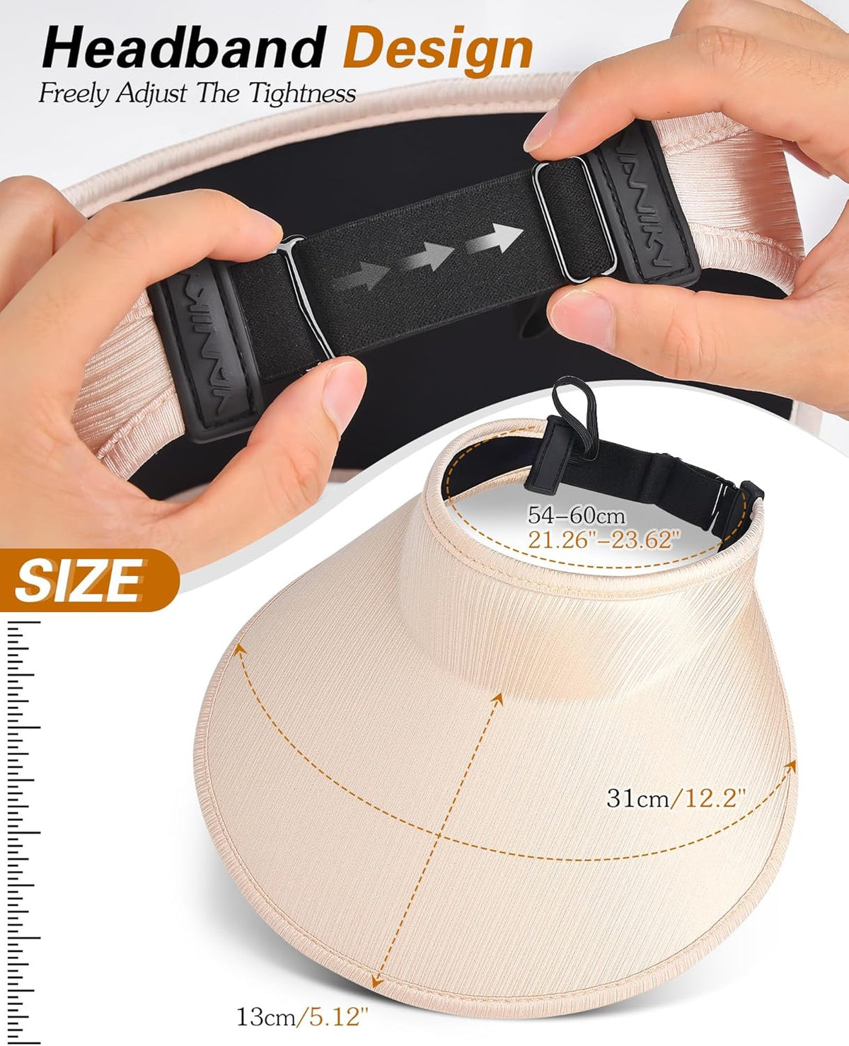 Sun Visor Hats for Women,UPF50+ Wide Brim Sun Hats Adjustable Foldable Beach Hats for Daily Travel
