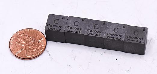 0.39" 10mm Carbon Cube C up to 99.9% Pure Periodic Table Element Engraved Density Collection Science Education Display Block Cube + Acrylic Case Box - 1PC