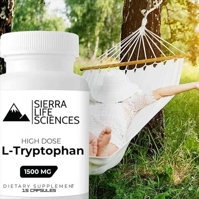 1500mg High Dose L-Tryptophan Max in Easy-to-Swallow Capsules | Gluten-Free, Non-GMO (Travel Size, 15 Count (Pack of 3)