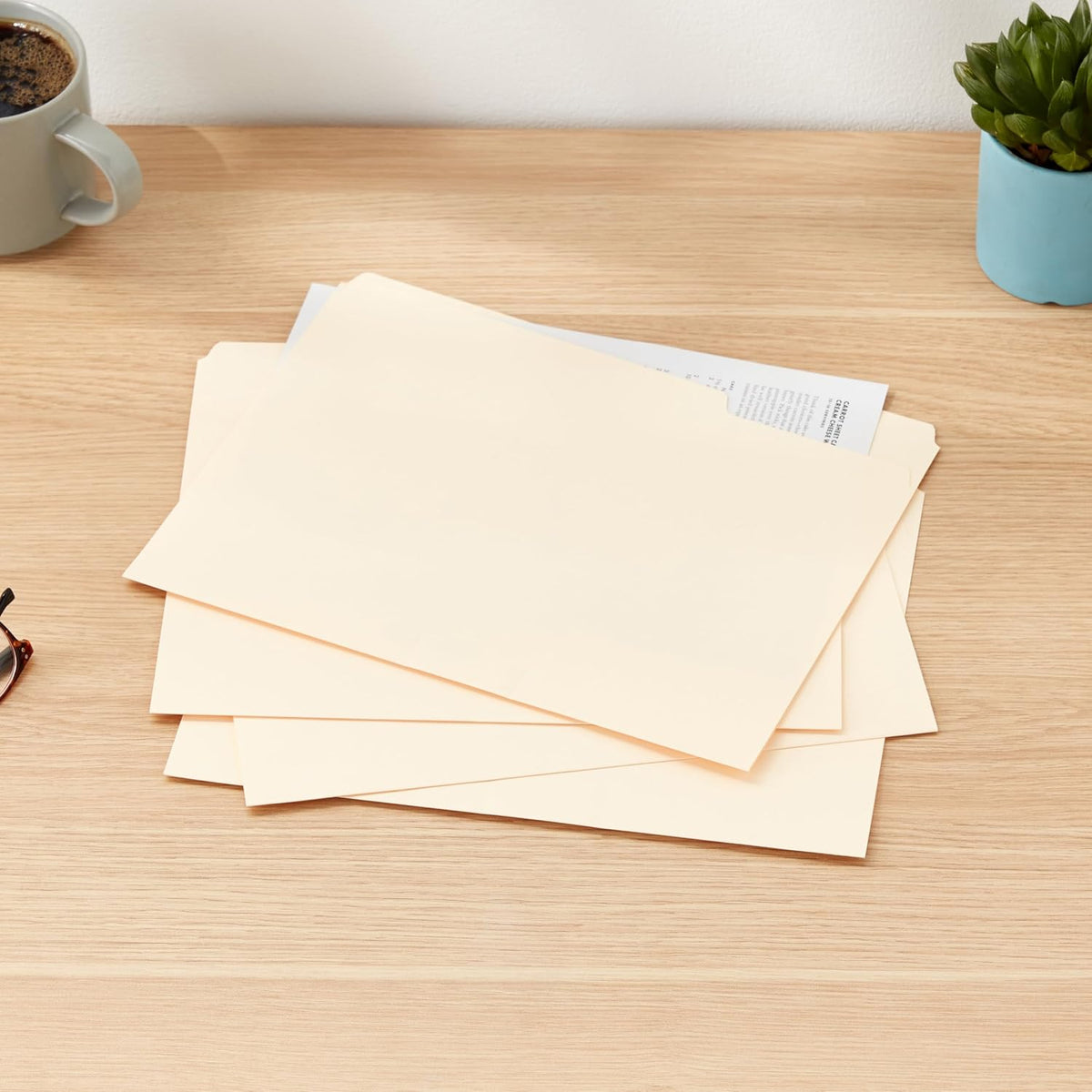 Amazon Basics File Folders with Tabs for Filing, 1/3-Cut Tab, Assorted Positions, 8.5x11 inches, Letter Size, Manila, Pack of 100