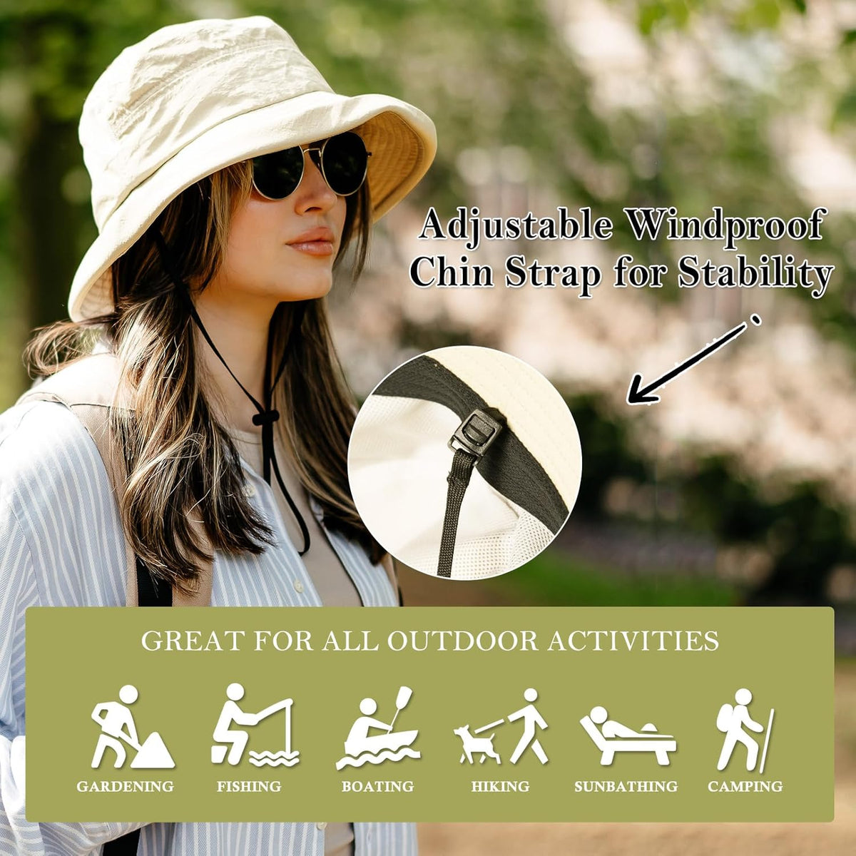 TOP-EX XL/XXL Women’s Wide Brim Bucket Sun Hat with Ponytail Hole UPF 50 Summer Packable Sunhat for Travel Beach Outdoor