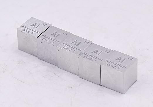 0.39" 10mm Aluminium Metal Cube Al up to 99.9% Pure Periodic Table Element Engraved Density Collection Science Education Display Block Cube + Acrylic Case Box - 1PC