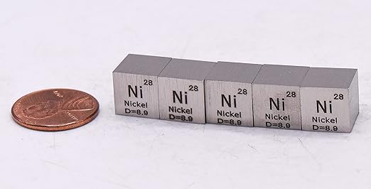 0.39" 10mm Nickel Metal Cube Ni up to 99.9% Pure Periodic Table Element Engraved Density Collection Science Education Display Block Cube + Acrylic Case Box - 1PC
