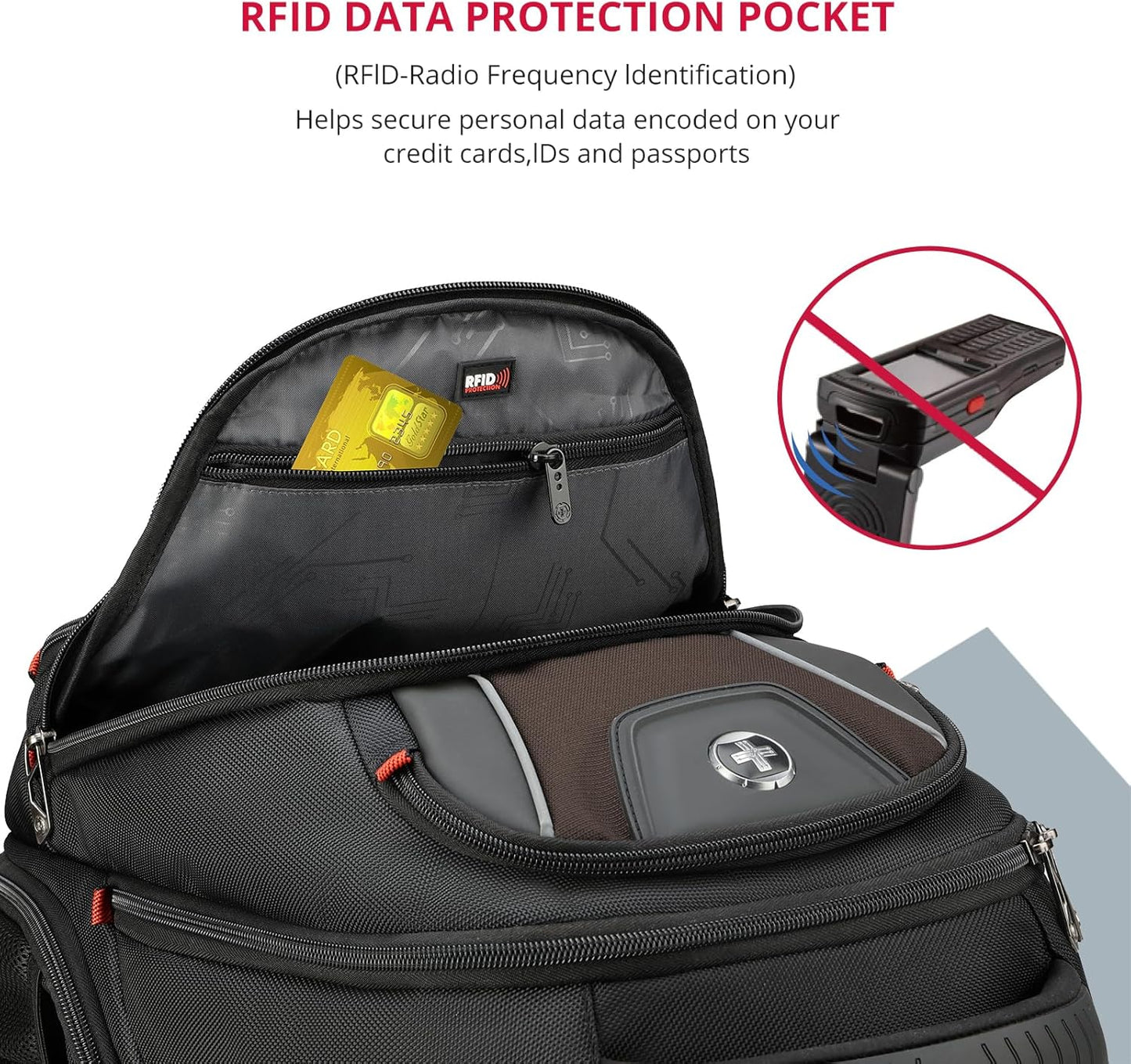 Swissdigital Design Men's Laptop Backpack for Man,Large Capacity Business Travel Backpack Black/Brown