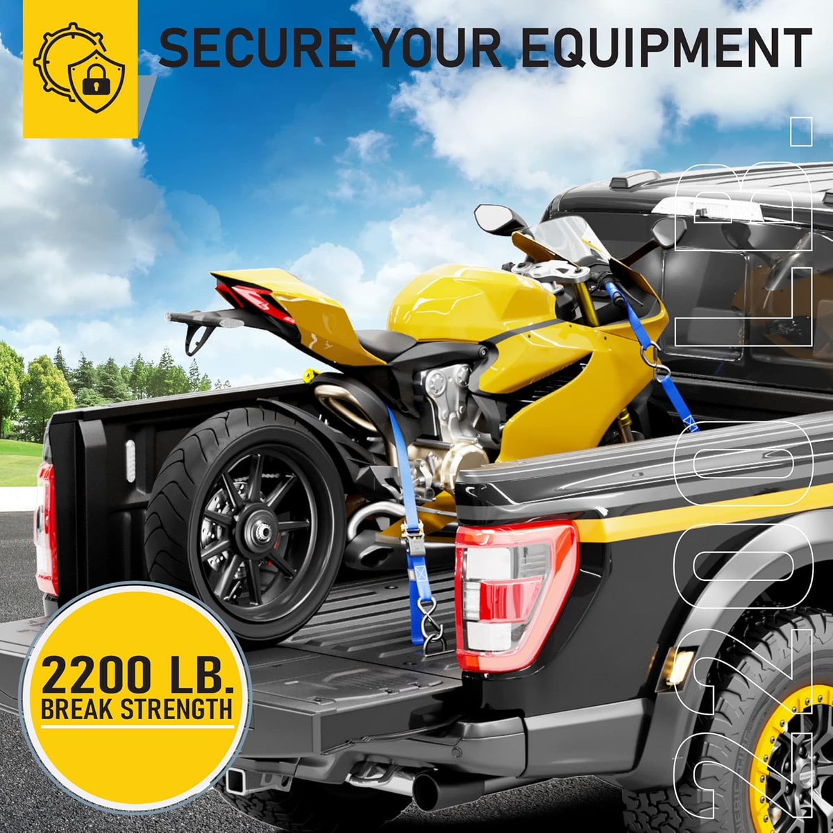 AUGO Ratchet Straps Heavy Duty 4 Pack -15 FT - 2200 LB Break Strength β with Safety Lock S Hooks - Cargo Straps for Moving, Appliances, Motorcycle β Soft Loop Tie Down Straps