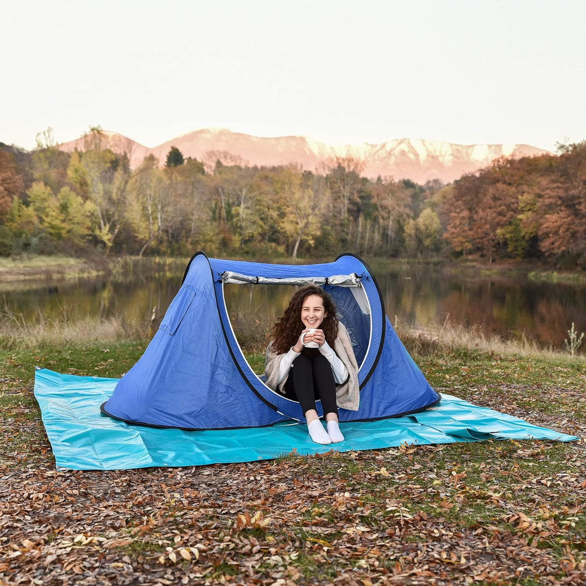 Tarps Heavy Duty Waterproof 10x12-12 mil Thick Camping Tent - Blue Tarp 10x12 UV Resistant, Rip & Tear Proof with Metal Grommets โ Multipurpose Use for Camping, Tent, Boat, RV, Car, & Pool Cover