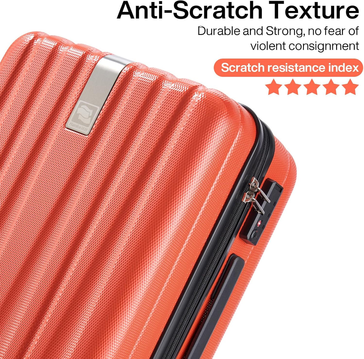 Hanke Luggage Sets 3 piece Carry On Luggage with Wheels PC Hard Shell Suitcases Lightweight Checked Tsa Luggage Extra Large Travel Suitcase Woman Men 20/24/29 Inch (Orange)