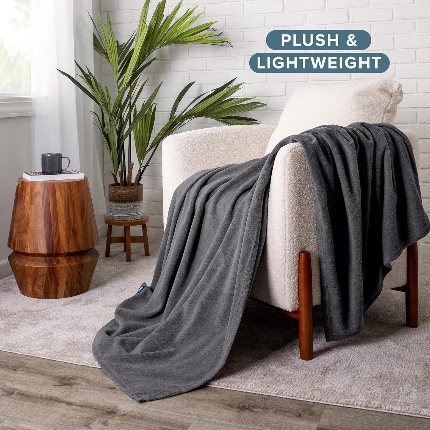 Bare Home Polar Fleece Blanket - Full/Queen - Warm & Cozy - Premium Fleece - Throw for Bed, Sofa, Camping, Travel and Cold Nights - Lightweight Blanket (Full/Queen, Forged Iron Grey)