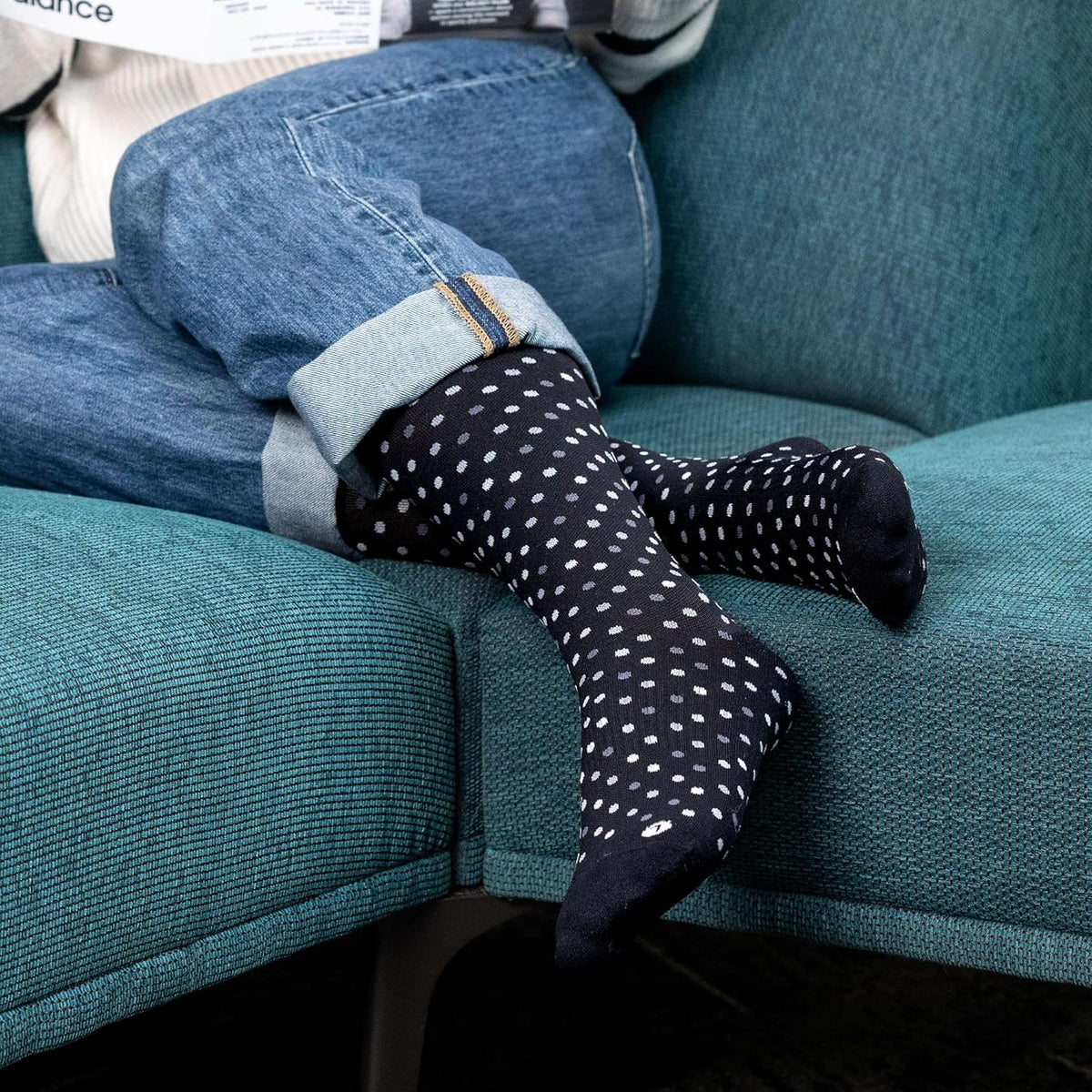 Medical Grade Compression Socks for Men & Women 15-20 mmHg by OrthoSleeve (Black Polka Dot, Large)