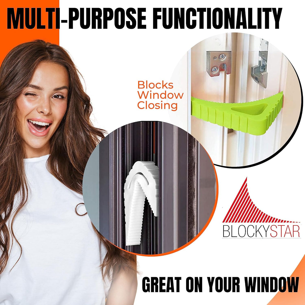Door & Window Stopper - Flexible Rubber Door Stop, Award-Winning Wedge, Decorative Bottom Security, Colorful Large Doorstop