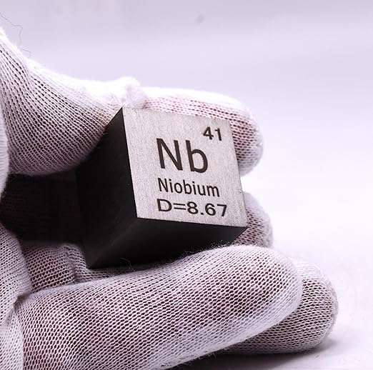1" 25.4mm Niobium Metal Cube Nb up to 99.9% Pure Periodic Table Element Engraved Density Collection Science Education Display Block Cube + Acrylic Case Box - 1PC