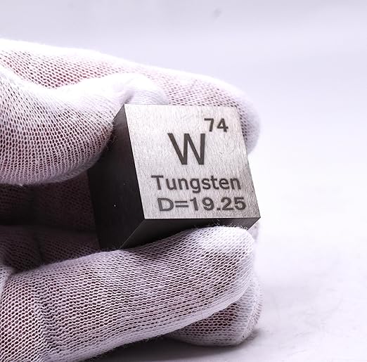 1" 25.4mm Tungsten Wolfram Metal Cube W up to 99.9% Pure Periodic Table Element Engraved Density Collection Science Education Display Block Cube + Acrylic Case Box - 1PC