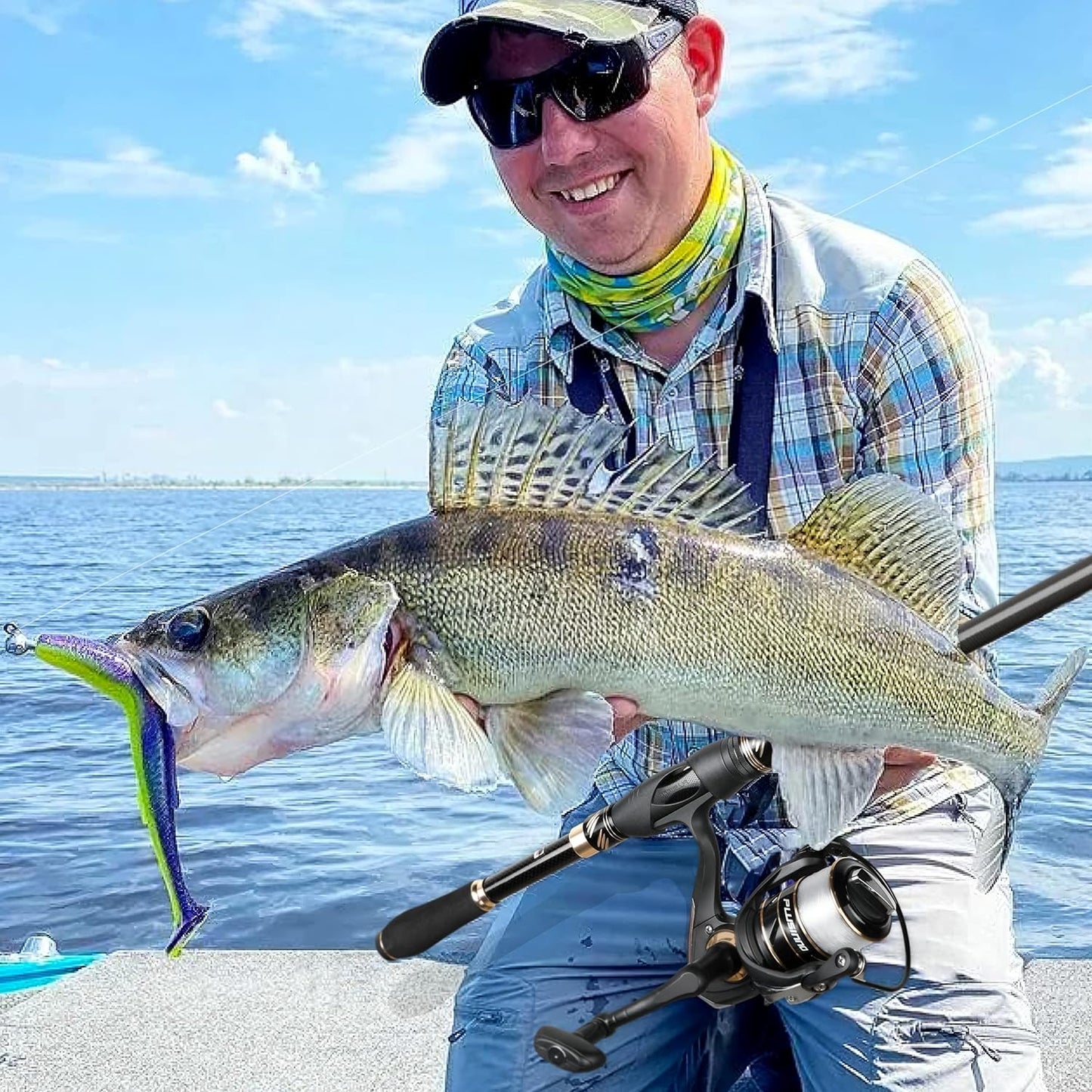 PLUSINNO Fishing Pole, Fishing Rod and Reel Combo,Telescopic Fishing Rod Kit with Spinning Reel, Collapsible Portable Fishing Pole with Carrier Bag for Freshwater Saltwater Fishing Gifts for Men Women